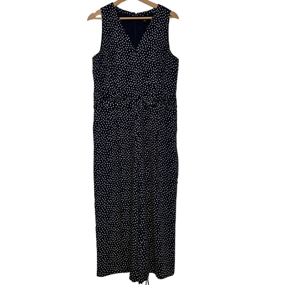 Ann Taylor Black and White Dotted Wide Leg Sleeveless Jumpsuit Size: 12